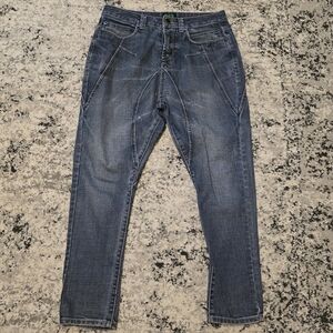 Vintage Y2k Camelot Baggy Crotch Skinny Jeans Mens Size 28 Dark Fade Wash